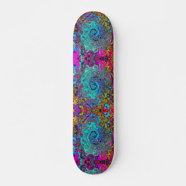 Skateboard Trippy Sky Blue Abstrait Retro Liquid Swirl (Devant)