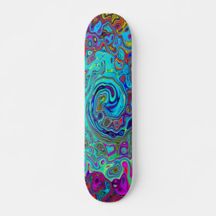 Skateboard Trippy Sky Blue Abstrait Retro Liquid Swirl