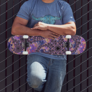 Skateboard Trippy Super Boho Colorful Jewel Tone Fractal Art