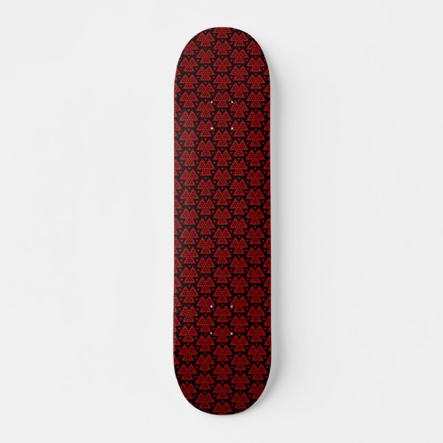 Skateboard Trois triangles v1 - Noir et Rouge (Devant)