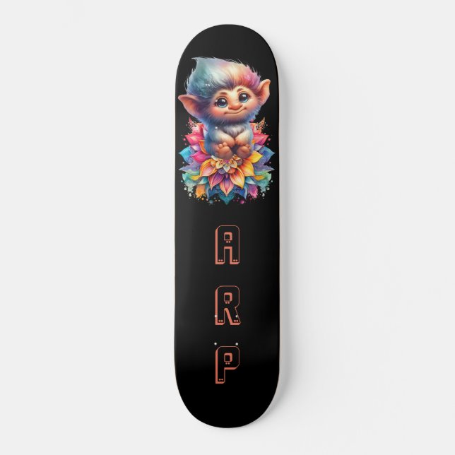 Skateboard *~* Troll AP89 Hippie Neon Whimsical Initial Cute (Recto)
