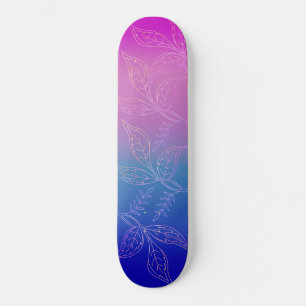Skateboard Tropical Floral Ombre Raspberry Turquoise Bleu