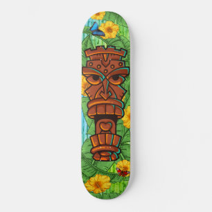 Skateboard Tropical Tiki Totem Polynesian Theme Banana Leaves