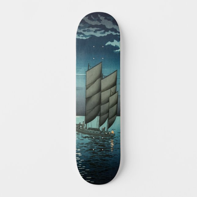 Skateboard Tsuchiya Koitsu - Bateaux à Shinagawa, Nuit (Recto)