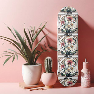 Skateboard Tulipe Art Nouveau Symétrique Pétales Romantique C
