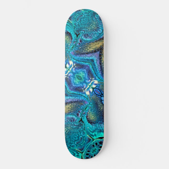 Skateboard Turquoise Aqua Blue Dragon Skin Abstrait (Recto)