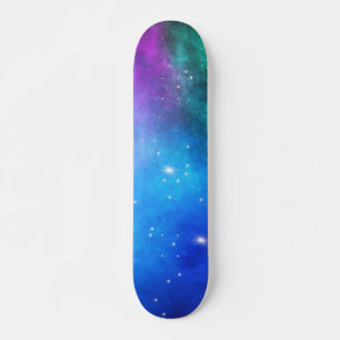 Skateboard Turquoise bleu violet étoile Nebula Space Galaxy 