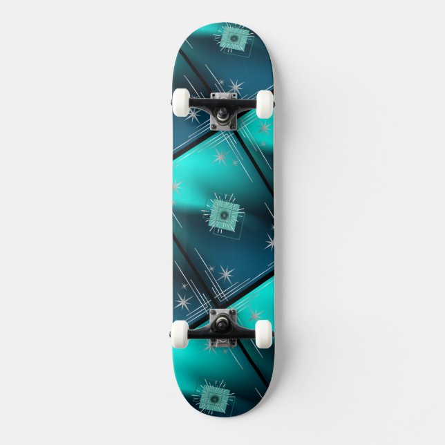 Skateboard Turquoise et diamants (Recto)