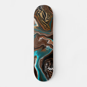 Skateboard Turquoise Safari Digital Fluid Art