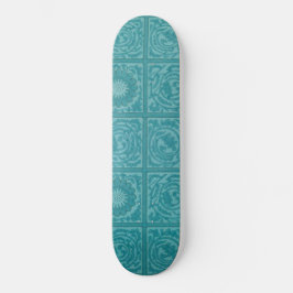 Skateboard Turquoise Tile Motif (par William Morris)