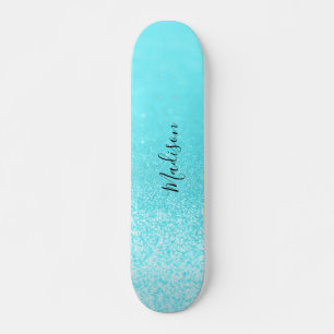 Skateboard Turquoises feux de Parties scintillant bleue perso