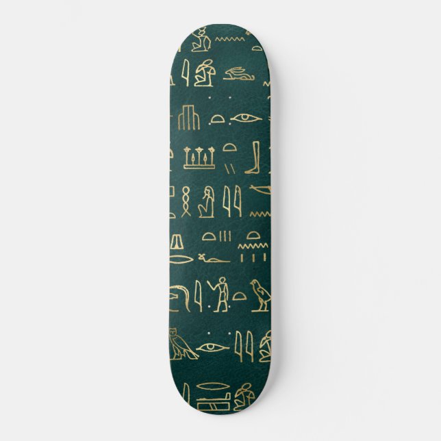 Skateboard Typographie égyptienne des Hiéroglyphes d'or (Recto)