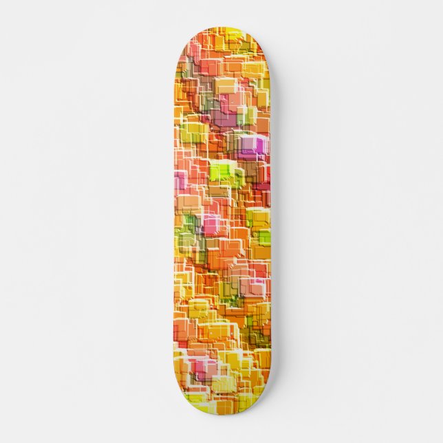 Skateboard Un gâchis exagéré de superpositions de carrés gauf (Devant)