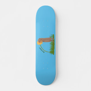Skateboard Un mignon chien de prairie reniflant la caricature