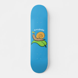 Skateboard Un mignon escargot heureux sur une illustration d'