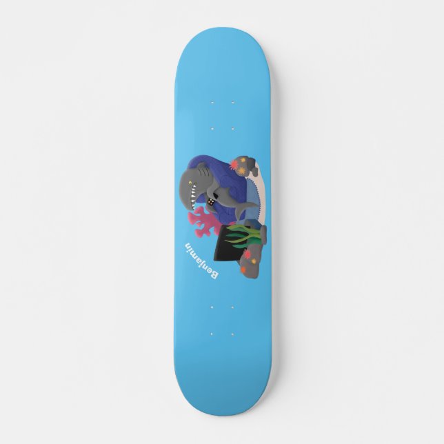 Skateboard Un requin drôle en regardant la bande dessinée de  (Devant)
