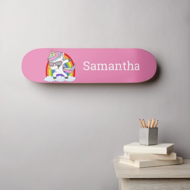 Skateboard Unicorn Rainbow Parties scintillant Éti (Art mural (Horz))
