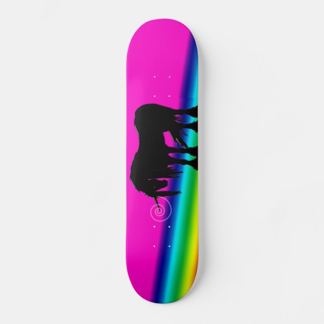 Skateboard Unicorne arc-en-ciel (Recto)