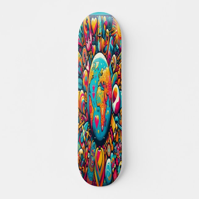 Skateboard "Unité et connexion mondiales (Devant)