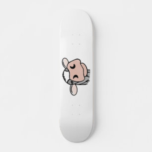 Skateboard vache de dessin animé noir blanc rose baiser gris
