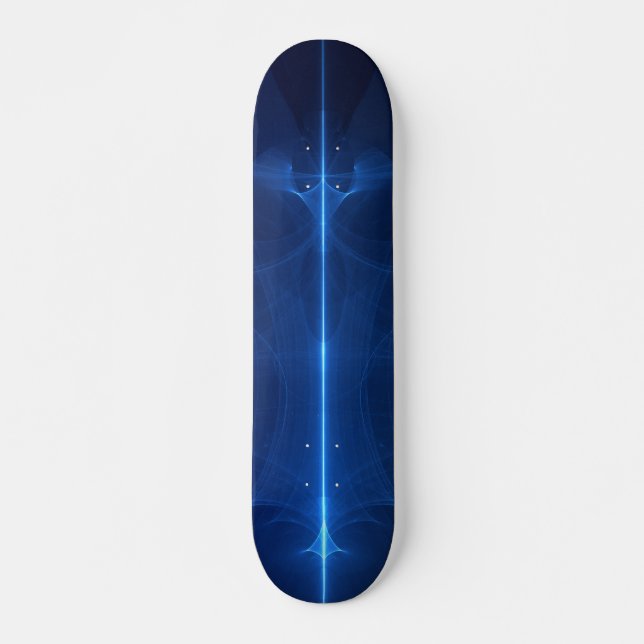 Skateboard Vague de lumière bleue Abstraite (Devant)