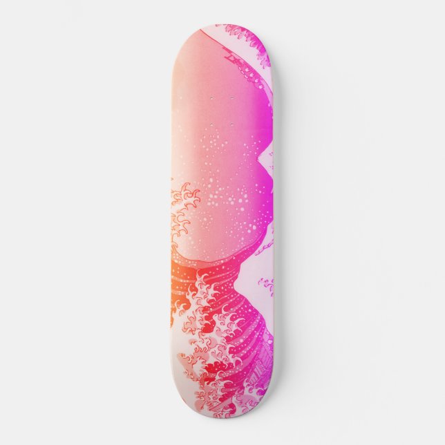 Skateboard vague de peinture artistique japonaise, (Recto)