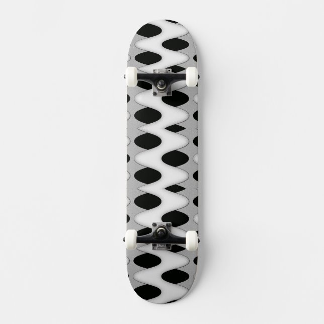 Skateboard Vague noire et blanche (Recto)