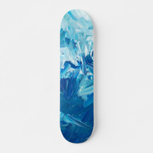 Skateboard Vagues de peinture bleue Abstraites
