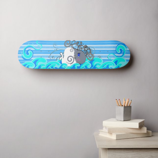 Skateboard Vagues Et Baleines (Art mural (Horz))