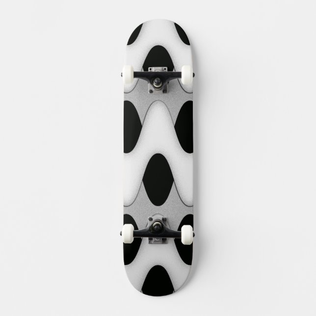 Skateboard Vagues noires et blanches (Recto)