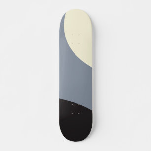 Skateboard Vagues simples - Noir, Gris et Crème