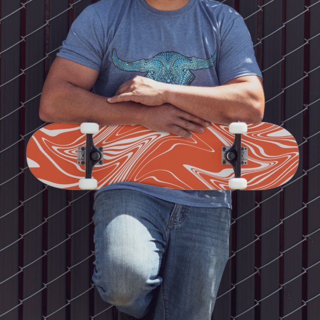 Skateboard Varé - orange et blanc (Extérieur 3)