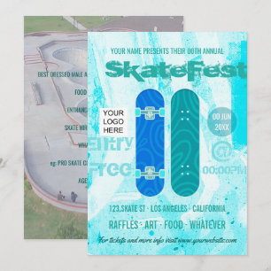 Skateboard-Veranstaltungsankündigung Foto und Logo Einladung