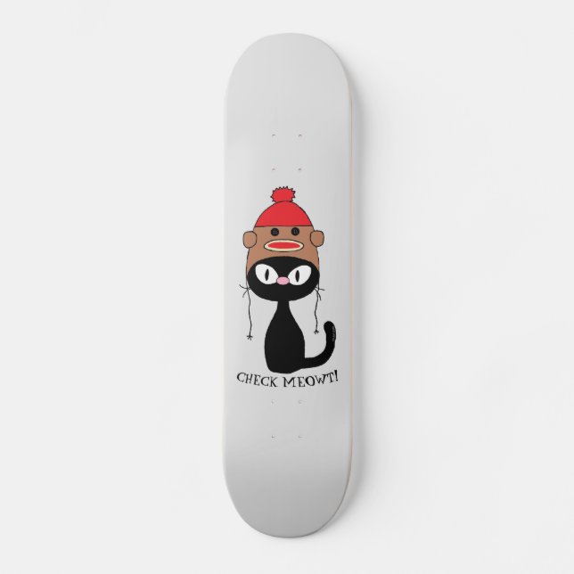 Skateboard Vérifier Meowt Chat Noir avec Casquette de singe S (Recto)