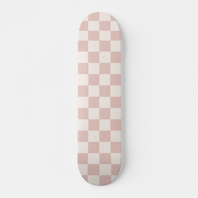 Skateboard Vérifier Pale Beige À damiers Motif Checkboard (Devant)