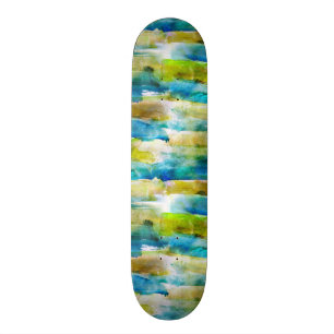 Skateboard Vert abstrait d'aquarelle, bleu