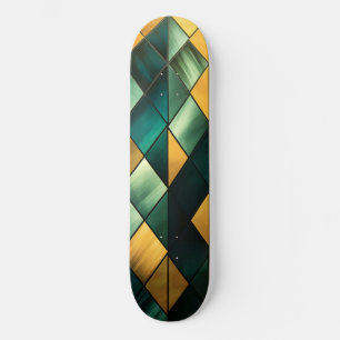 Skateboard Vert Abstrait doré géométrique