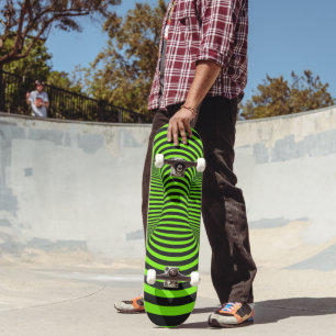 Skateboard Vert néon et illusion d'optique unisexe noir