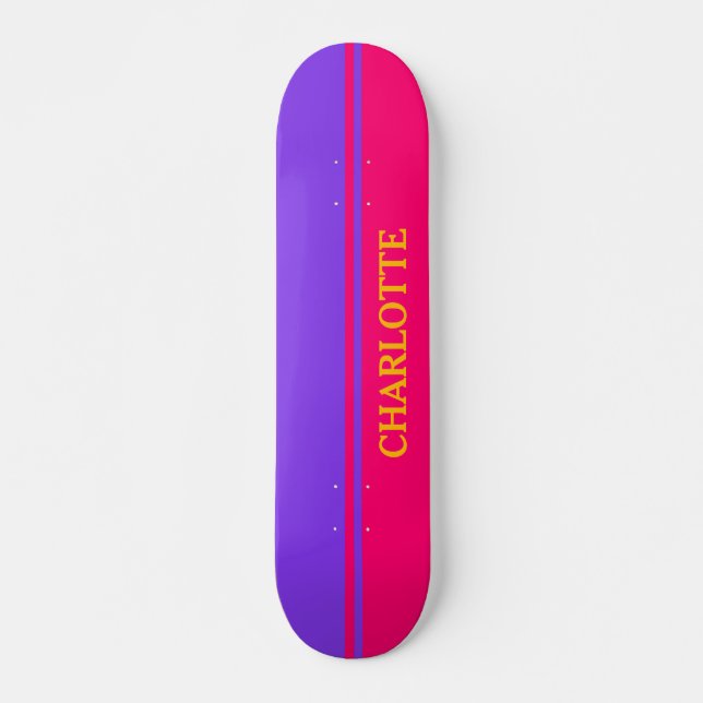 Skateboard Vibrant violet et rose Fuchsia (Devant)