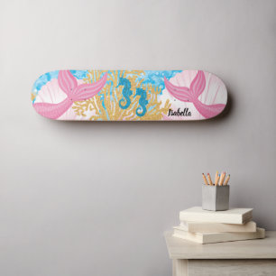 Skateboard Vie de sirène d'Imaginaire rose