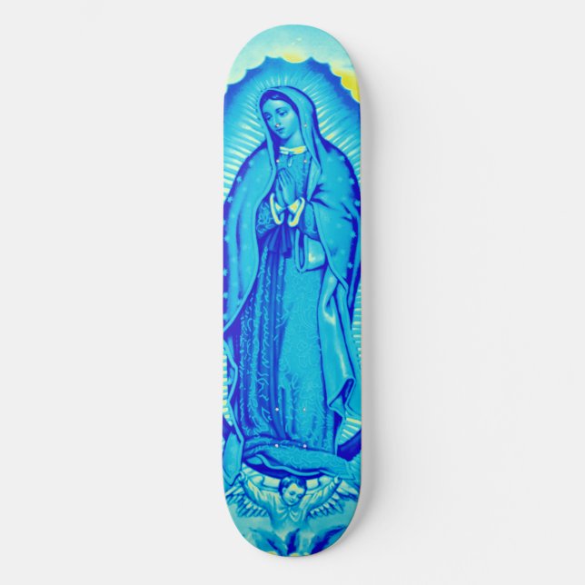 Skateboard Vierge Marie Patinage Bleu Deck (Recto)