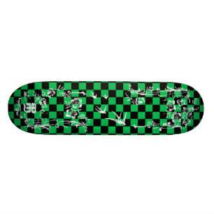 Skateboard Vieux tatouage Checkboard - vert et noir