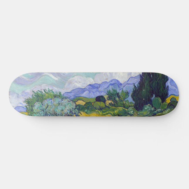 Skateboard Vincent Van Gogh - Champ de blé avec cyprès (Horz)
