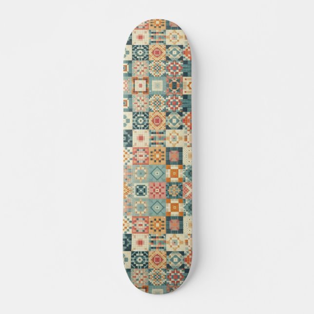 Skateboard Vintage, patchwork, paré (Devant)