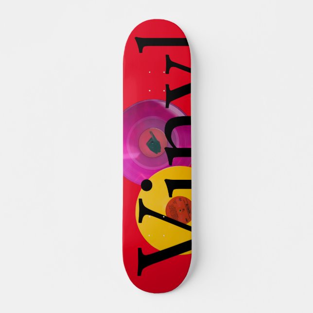 Skateboard vinyle à fleurs rouge (Devant)