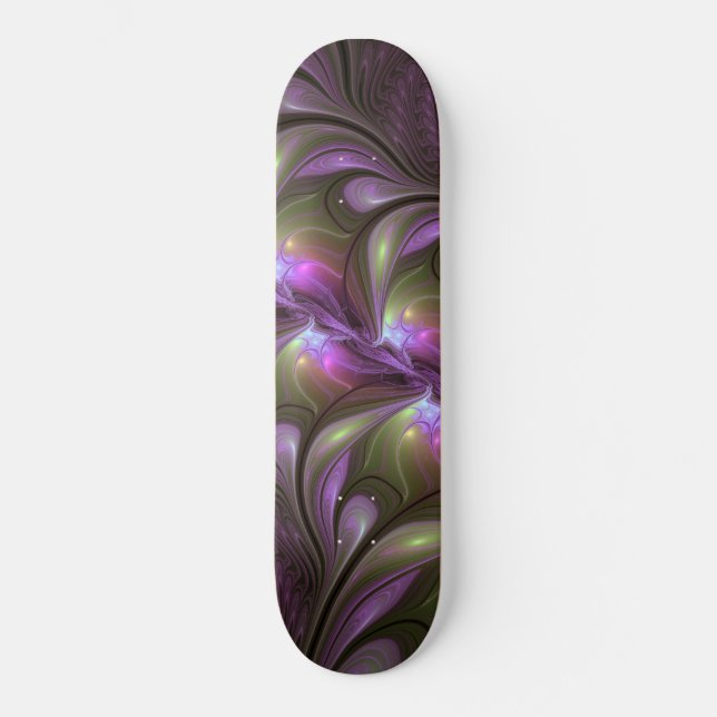 Skateboard Violet Abstrait violet violet kaki fractal (Recto)