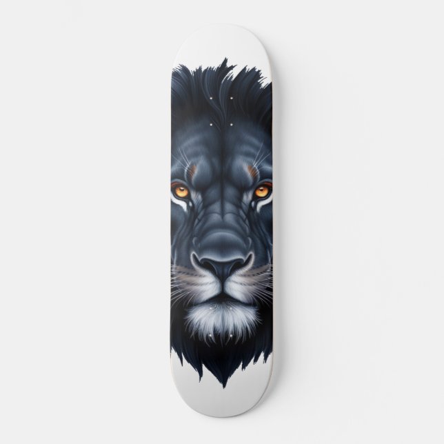 Skateboard Visage de lion noir majestueux (Recto)