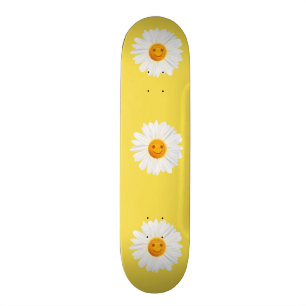 Skateboard Visage de smiley de fleur de marguerite