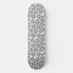 Skateboard Visages Fantaisistes : Dessin Animé Noir et Blanc