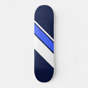 Skateboard Vivid Bleu Blanc Diagonal Stripes De Course Sur Ma